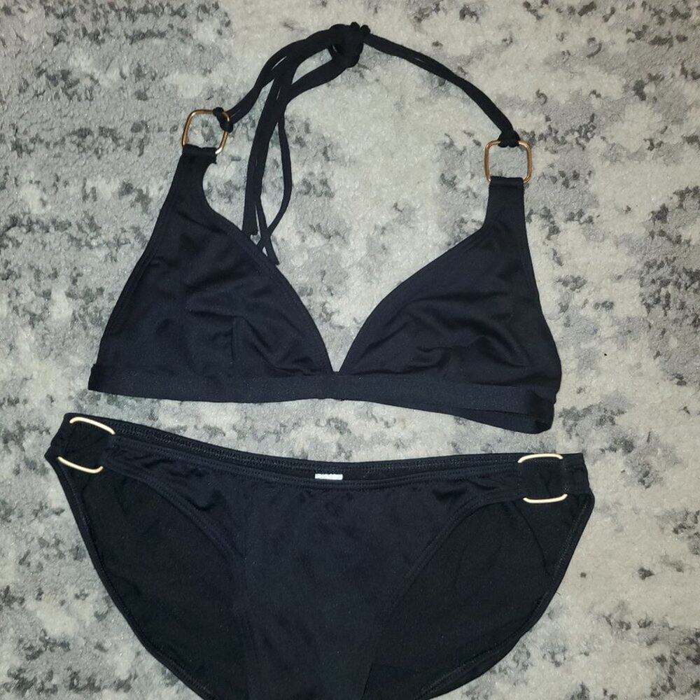 Banana Republic Black Bikini with metal detals || Med/Sm || EUC